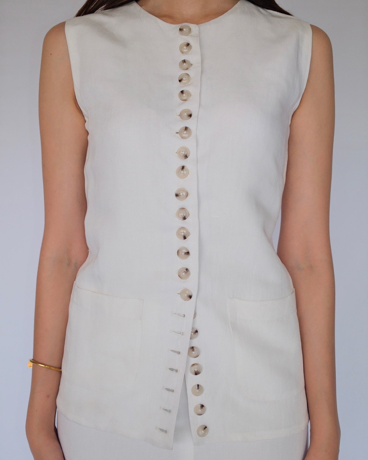 White Linen Vest
