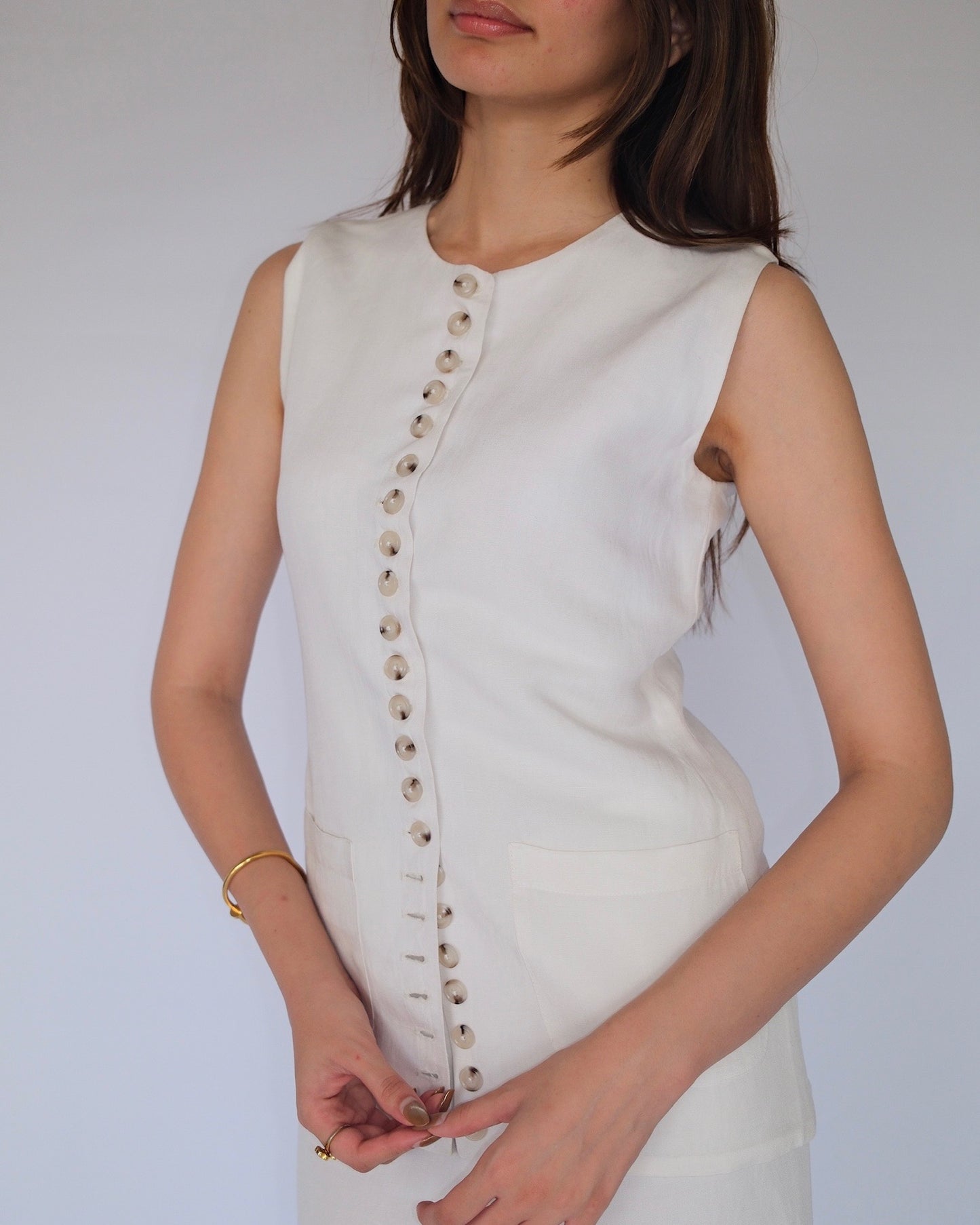 White Linen Vest