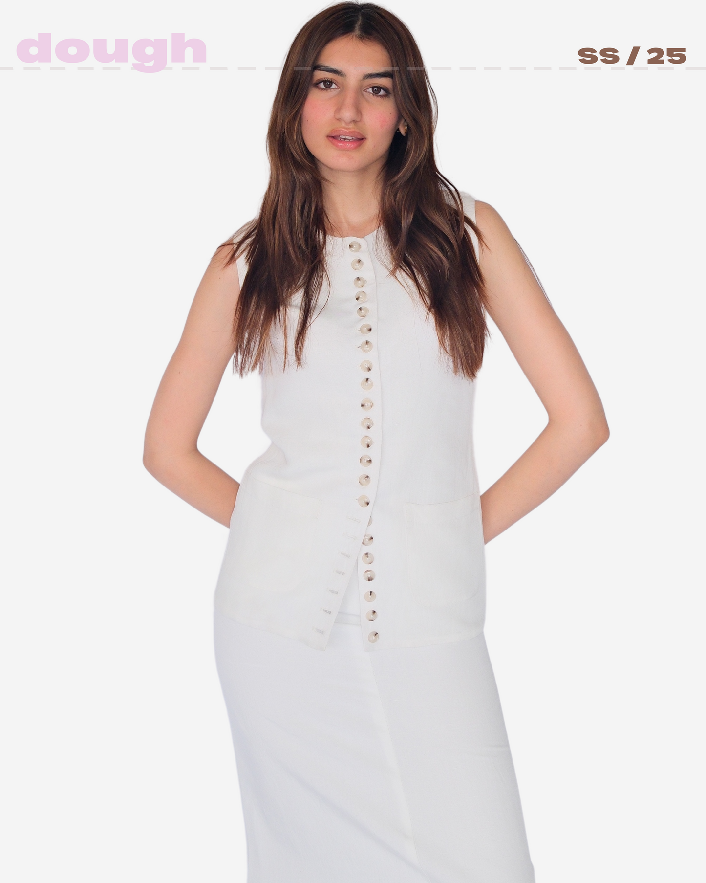 White Buttoned Linen Set