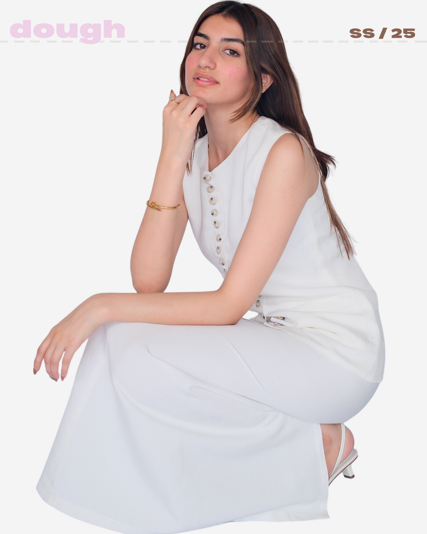White Buttoned Linen Set