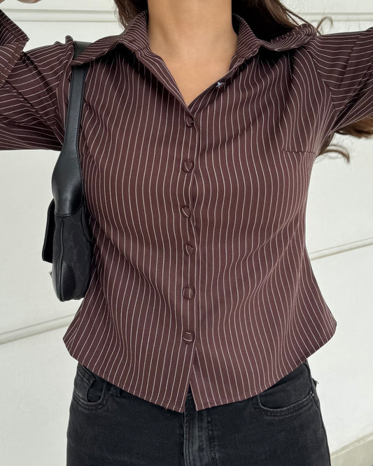 Brown Pinstripe Buttondown